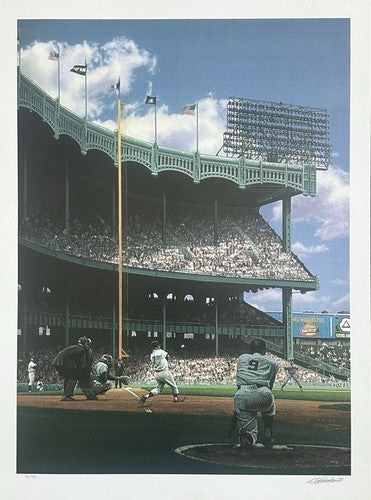 Mickey Mantle Roger Maris Yankee Stadium 18x24 Framed Purdom Signed Litho LE