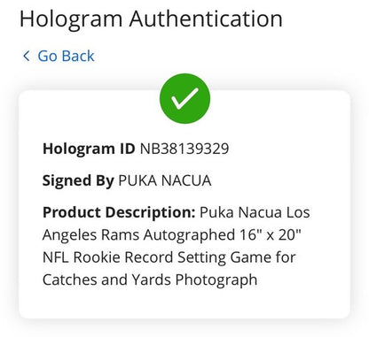 Puka Nacua Signed 16x20 Framed Photo Rams Rookie Record Autograph Fanatics COA