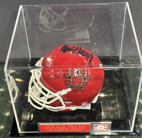 President Donald Trump Signed NJ Generals Usfl Mini Helmet Usa w/Case Auto JSA