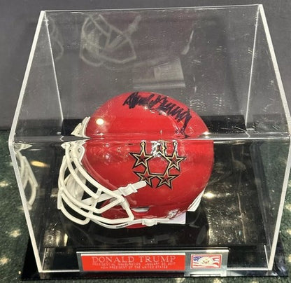 President Donald Trump Signed NJ Generals Usfl Mini Helmet Usa w/Case Auto JSA