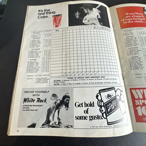 1973 NEW YORK METS vs CINCINNATI REDS NL PLAYOFF PROGRAM UNSCORED Rare