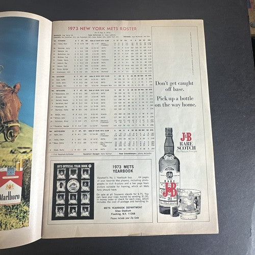1973 NEW YORK METS vs CINCINNATI REDS NL PLAYOFF PROGRAM UNSCORED Rare