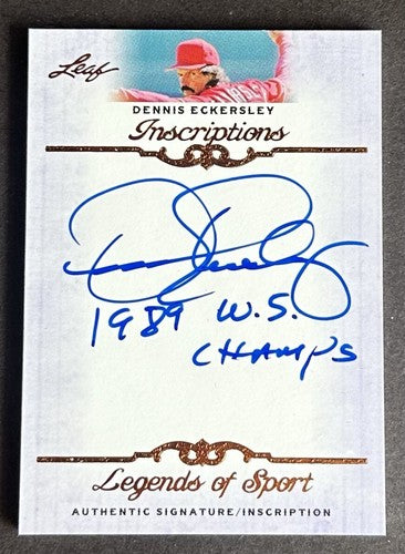 2012 Leaf Legends of Sport Inscriptions Dennis Eckersley Auto 1989 Ws Champs Hof