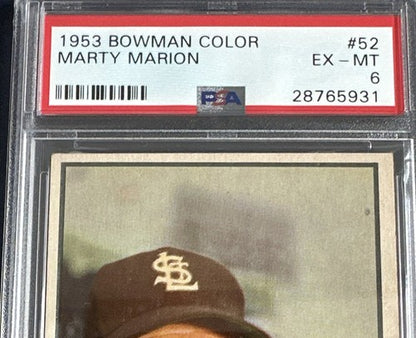 1953 Bowman #52 Marty Marion St Louis Browns PSA 6 - EX - Mint Beauty