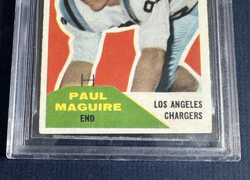 PAUL MAGUIRE SIGNED 1960 FLEER ROOKIE FOOTBALL CARD #128 JSA Bas MINT 9 Auto Jsa