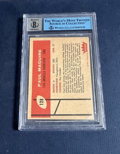 PAUL MAGUIRE SIGNED 1960 FLEER ROOKIE FOOTBALL CARD #128 JSA Bas MINT 9 Auto Jsa