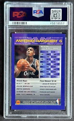 1994 Topps Finest #167 Anfernee Hardaway Refractor W/Coating PSA 9 Mint Magic