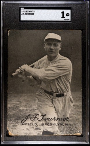 1921 Original Exhibits J.F. Fournier SGC 1 RARE Brooklyn Dodgers Baseball Card