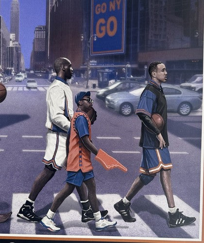 New York Knicks 34th St MSG 16x20 Framed Litho Photo Patrick Ewing John Starks