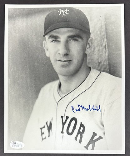 Carl Hubbell Signed 8x10 Photo New York Giants Rare Pre Stroke Autograph JSA HOF