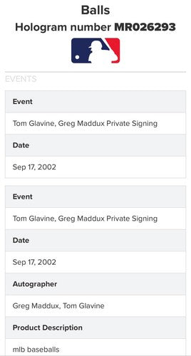Greg Maddux Tom Glavine Signed MLB Baseball Braves LE Cy Young Auto Steiner MLB