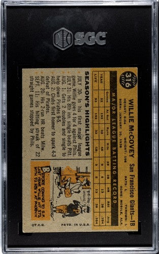 1960 Topps Willie McCovey #316 SGC 4 VG/EX SF Giants All Star Rookie Good Color