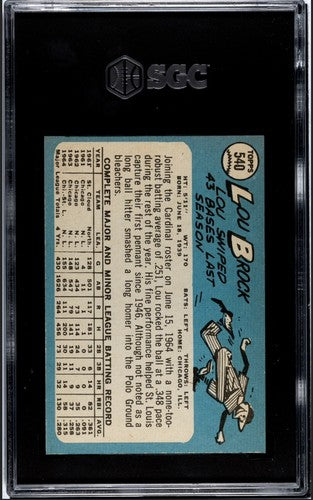 1965 Topps Lou Brock #540 SGC 5 EX HOF Cardinals Razor Sharp Great Color Beauty
