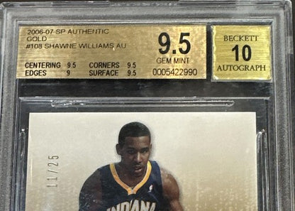 Shawne Williams 2006-07 SP AUTHENTIC AUTO GOLD RC # /25 BGS 9.5 GEM MINT 10 Auto