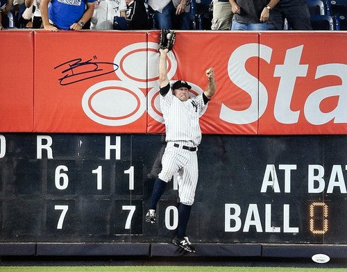 Brett Gardner Signed 16x20 Jumping Catch Photo Framed NY Yankees Autograph JSA