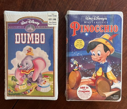 Walt Disney Collection Lot of 2 VHS Tapes New Sealed Pinnochio & Dumbo Classics