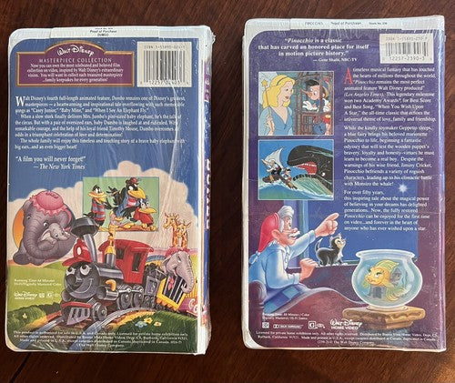 Walt Disney Collection Lot of 2 VHS Tapes New Sealed Pinnochio & Dumbo Classics