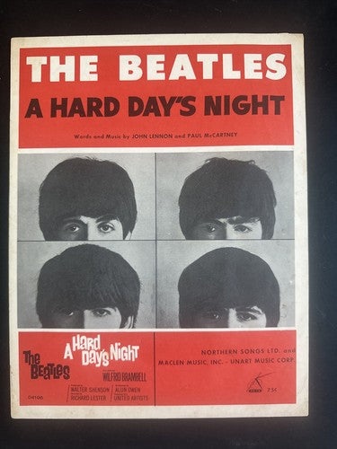 The Beatles original 1964 "A Hard Day's Night' USA sheet music in ex condition