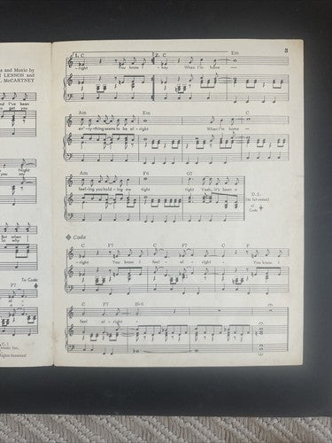 The Beatles original 1964 "A Hard Day's Night' USA sheet music in ex condition