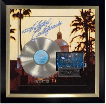 The Eagles Band 3D Framed Hotel California Album Platinum Record Facsimile Auto