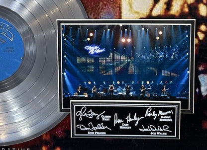 The Eagles Band 3D Framed Hotel California Album Platinum Record Facsimile Auto