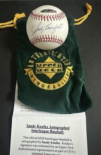 Sandy Koufax Dodgers Signed MLB Baseball UDA Upper Deck Authentic Gem Mint Auto