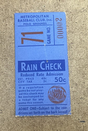 1962 Ny Mets Official Program & Ticket Stub August 26 Polo Grounds Vs Dodgers