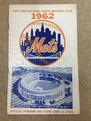 1962 Ny Mets Official Program & Ticket Stub August 26 Polo Grounds Vs Dodgers