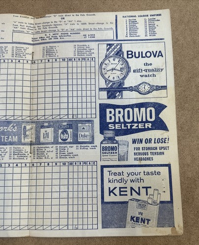 1962 Ny Mets Official Program & Ticket Stub August 26 Polo Grounds Vs Dodgers