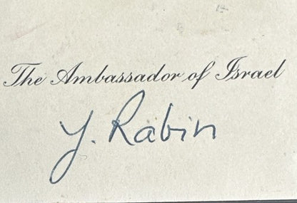 Yitzhak Rabin Prime Minister Israel Signed Ambassador Cut Mint Auto Psa Coa