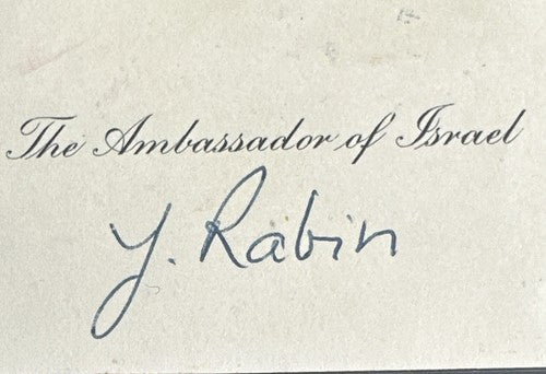 Yitzhak Rabin Prime Minister Israel Signed Ambassador Cut Mint Auto Psa Coa