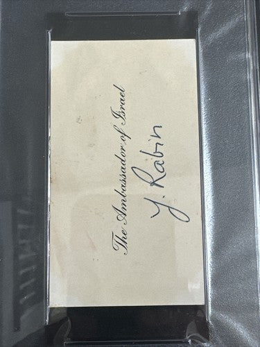 Yitzhak Rabin Prime Minister Israel Signed Ambassador Cut Mint Auto Psa Coa