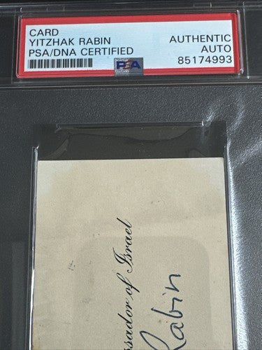 Yitzhak Rabin Prime Minister Israel Signed Ambassador Cut Mint Auto Psa Coa