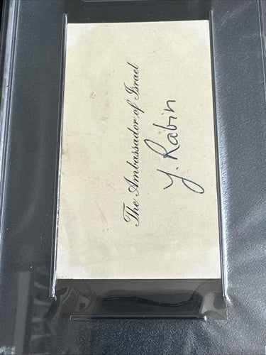 Yitzhak Rabin Prime Minister Israel Signed Ambassador Cut Mint Auto Psa Coa