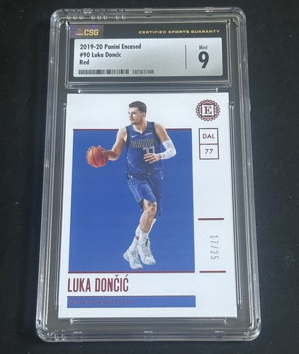 2019-20 Panini Encased Red #90 Luka Doncic Mavericks 17/25 Csg 9 MINT Graded
