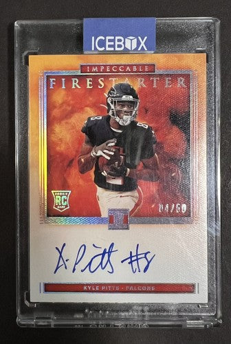 Kyle Pitts Signed 2021 Panini Impeccable Firestarter Orange Rookie Mint Auto /50