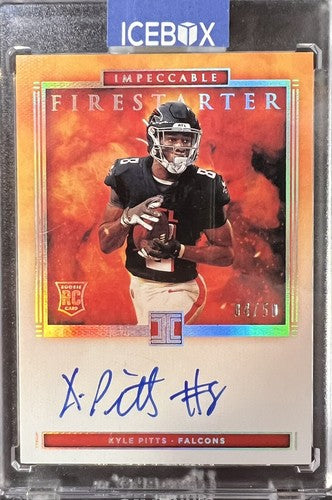 Kyle Pitts Signed 2021 Panini Impeccable Firestarter Orange Rookie Mint Auto /50