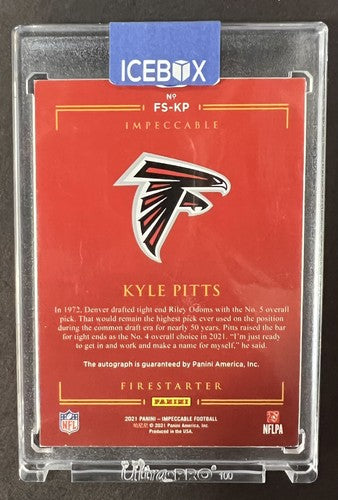 Kyle Pitts Signed 2021 Panini Impeccable Firestarter Orange Rookie Mint Auto /50