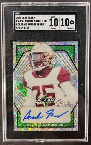 2021 Leaf Flash Asante Samuel Jr. Signed Green LE/25 Auto SGC 10 Florida State