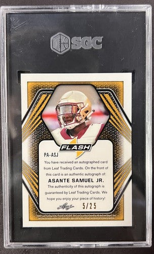 2021 Leaf Flash Asante Samuel Jr. Signed Green LE/25 Auto SGC 10 Florida State