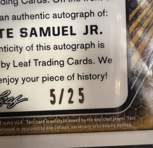 2021 Leaf Flash Asante Samuel Jr. Signed Green LE/25 Auto SGC 10 Florida State