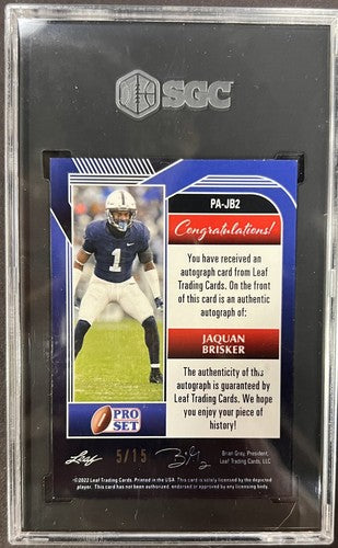 Jaquan Brisker 2022 Leaf Pro Set Signed Pink Crystal Rookie LE /15 Auto SGC 10