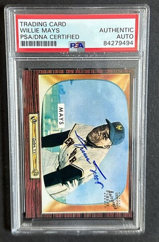 Willie Mays Signed 1996 Topps CERTIFIED Issue 1955 Bowman On Card Auto PSA Coa