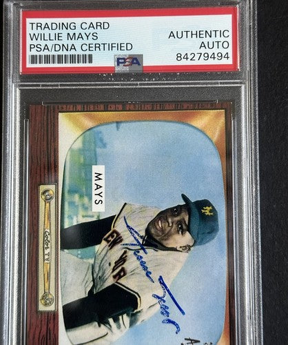 Willie Mays Signed 1996 Topps CERTIFIED Issue 1955 Bowman On Card Auto PSA Coa