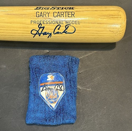 Gary Carter Signed Game Used Rawlings Adirondack Bat & Wrist Band Mets Auto PSA