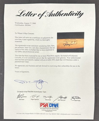 Gary Carter Signed Game Used Rawlings Adirondack Bat & Wrist Band Mets Auto PSA