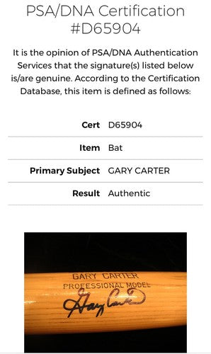 Gary Carter Signed Game Used Rawlings Adirondack Bat & Wrist Band Mets Auto PSA
