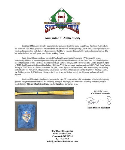 Gary Carter Signed Game Used Rawlings Adirondack Bat & Wrist Band Mets Auto PSA