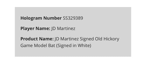 JD Martinez Signed Old Hickory Maple Game Model Bat Auto NY Mets Red Sox Steiner