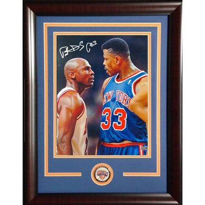 Patrick Ewing Signed 11x14 Framed Photo Michael Jordan Knicks Auto Steiner HOF